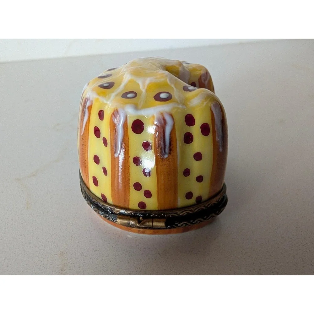 Limoges Peint Main Canele Pastry Trinket Box Hand Painted French Porcelain
